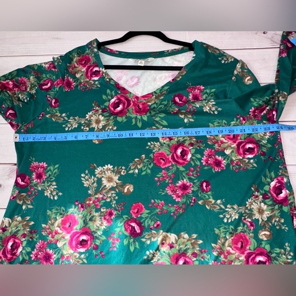 The Pioneer Woman Teal Floral Blouse Size XXL Office Church School Casual - Picture 3 of 5